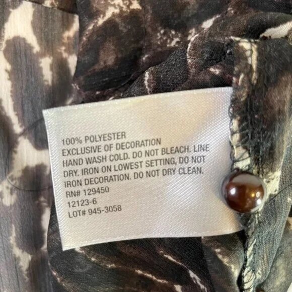 Worthington Embellished Sheer Tunic Dress Blouse Leopard Print V Neck Size 2X - Picture 10 of 10